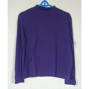Cato Knit Top Women Size Large Purple Cotton Blend Crew Neck Long Sleeve
